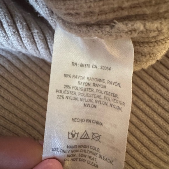 ANTHROPOLOGIE Saturday Sunday Womens Med Cowl Neck Sweater Textured Chevron Tan - Picture 10 of 10